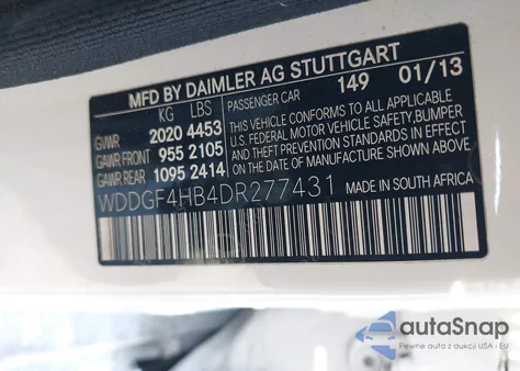 2013 Mercedes-Benz C 250 Sport from USA, damaged, VIN WDDGF4HB4DR277431